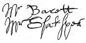 Signatures of Mr Barett and Mr Shaksper