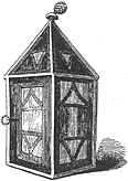 [Picture of a wooden lantern with a key in its small door]