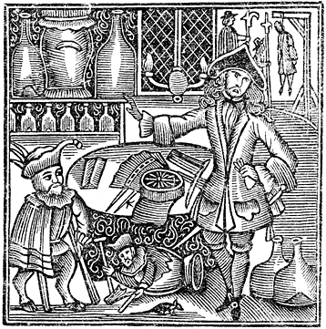 Woodcut illustration for 'The Adventures of the Devil...' (1708), original published size in Halliwell 7.3cm wide x 7.5cm high