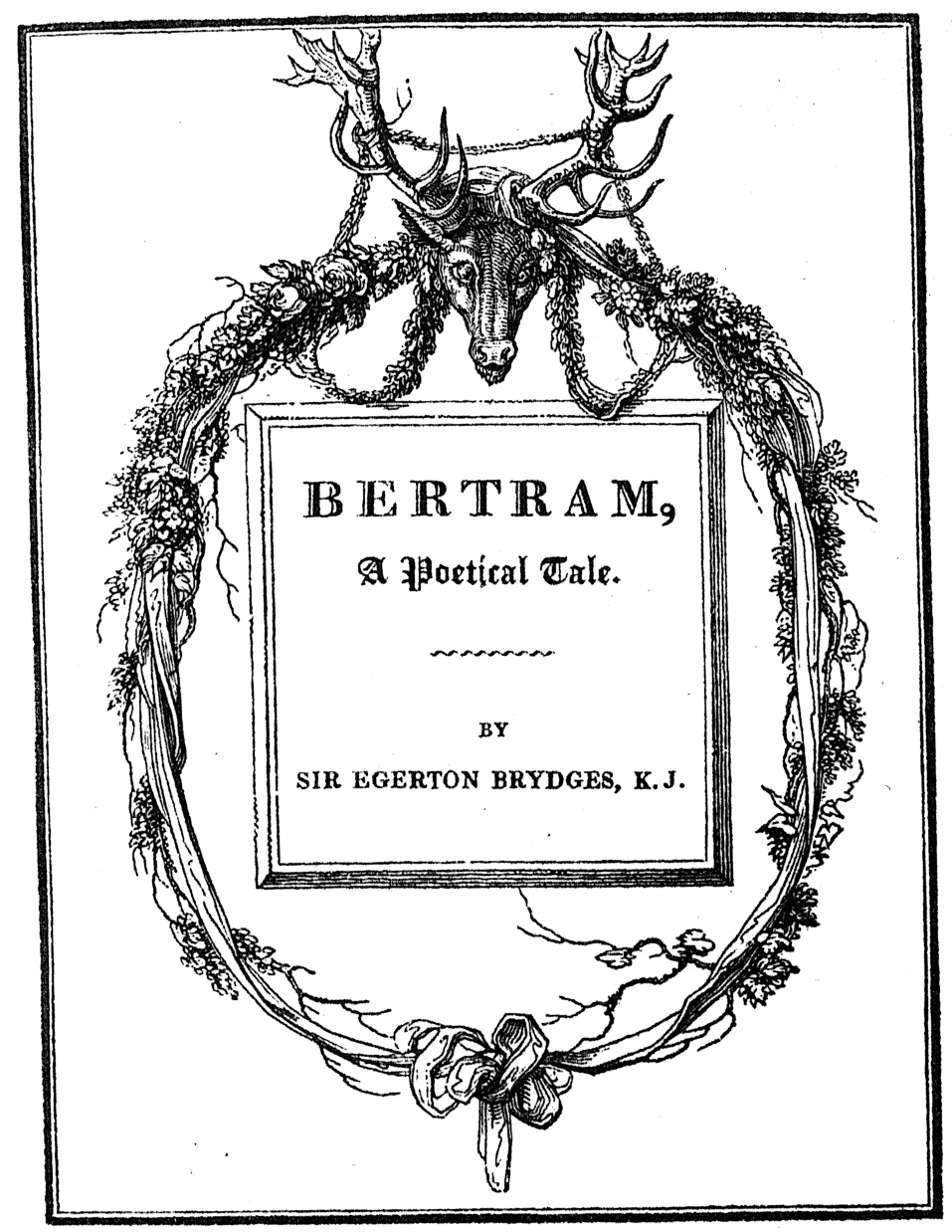 From Sir Egerton Brydges 'Bertram' 1814, frontispiece, published size of box area 7.7cm wide by 10.3cm high.