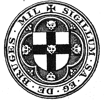 Shield and motto, from Lee Priory Press 'The Poems of Sir Walter Raleigh' 1813, inner title page, published size 3.01cm wide by 2.9cm high.