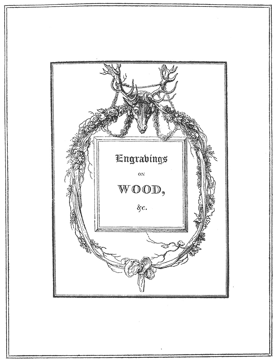 'Engravings on Wood' frontispiece of Lee Priory Press 'Woodcuts and Verses' 1820, published size 12.6cm wide by 16.21cm high.