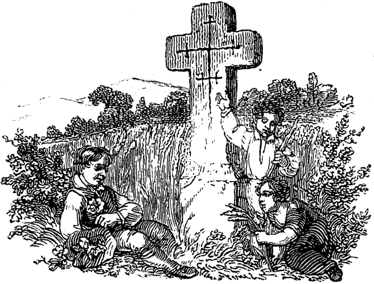 Woodcut for 'The Cross in Ireland', page 87, from Lee Priory Press 'Woodcuts and Verses' 1820, published size 6.28cm wide by 4.78cm high.