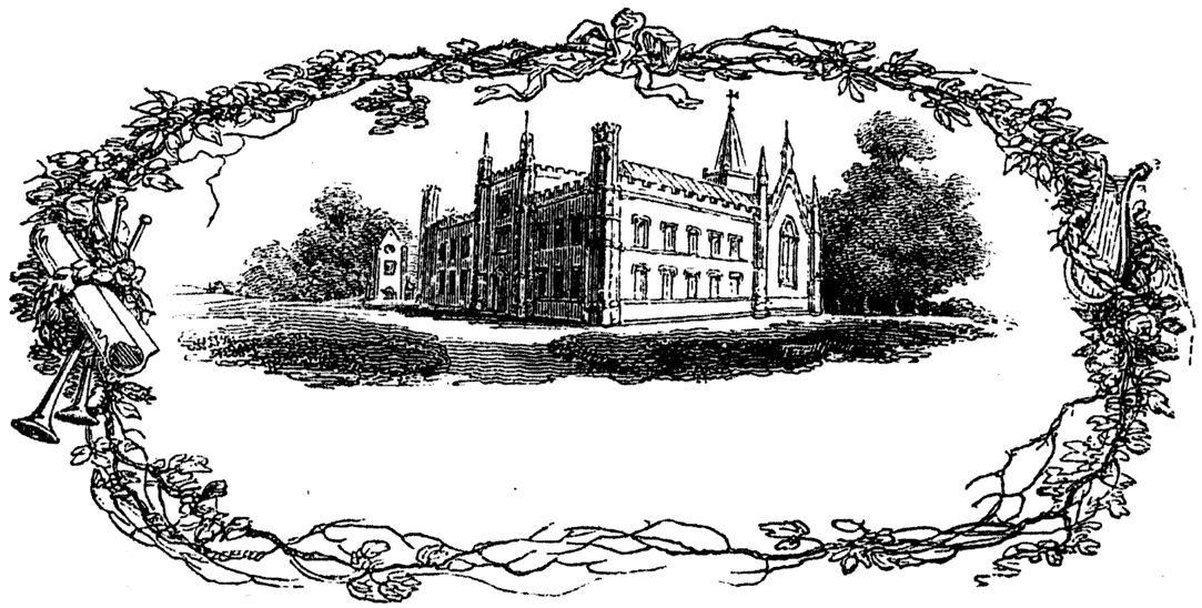 Woodcut for 'Farewell to Lee Priory', page 105, from Lee Priory Press 'Woodcuts and Verses' 1820, published size 9.17cm wide by 4.64cm high.