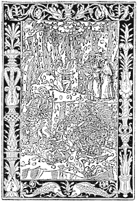 Figure 18. Plate from Bonino de Bonini's Dante, at Brescia, in 1487. Published size in Bouchot, 7.9cm wide by 11.8cm high.