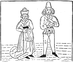 Figure 38. Music, a woodcut from Caxton's 'Mirrour of the World.' Published size in Bouchot, 8.3cm wide by 7cm high.