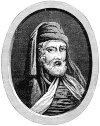 Figure 39. William Caxton, from Rev. J. Lewis' 'Life.' Published size in Bouchot, 8.35cm wide by 10.65cm high.