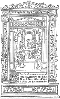 Figure 49. 'Heures' of Geoffroy Tory.  The Circumcision. Published size in Bouchot, 6.9cm wide by 11.5cm high.