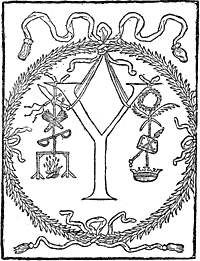 Figure 51. Emblematical letter Y, taken from the 'Champfleury' of Geoffroy Tory. Published size in Bouchot, 4.9cm wide by 6.8cm high.