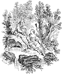 Figure 81. Vignette for 'Daphnis et Chloe' by Cochin, for Coustelier's edition. Published size in Bouchot, 6.2cm wide by 7.4cm high.