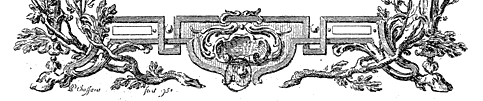 Figure  84. Border designed by Choffard in 1758. Published size in Bouchot, 11cm wide by 13.8cm high. Base portion.