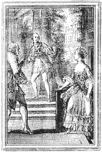 Figure 85. Vignette by Eisen for the 'Quiproquo' in the 'Contes' of La Fontaine, in the edition of the 'fermiers generaux'. Published width 6.5cm wide by 9.8cm high.