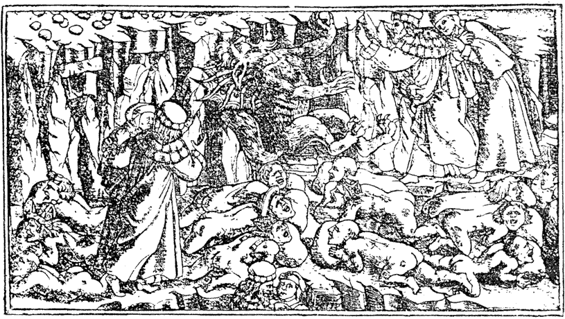 Figure 16.--Metal engraving by Baccio Baldini from the Dante of 1481. From Henri Bouchot 'The Printed Book' (1887), page 54, published size in Bouchot 8.4cm wide by 4.7cm high.