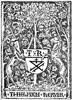 Figure 34.--Typographical mark of Thielman Kerver. From Henri Bouchot 'The Printed Book' (1887), page 87, published size in Bouchot 5cm wide by 7cm high.
