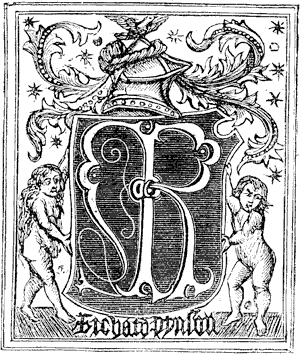 Figure 41.--Printers mark of Richard Pynson, 16th century. From Henri Bouchot 'The Printed Book' (1887), page 96, published size in Bouchot 5.15cm wide by 6.25cm high.