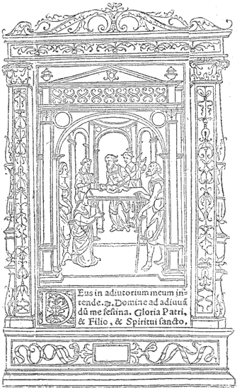 Figure 49.--'Heures de la Vierge' of Geoffroy Tory, circa 1520. The Circumcision.  From Henri Bouchot 'The Printed Book' (1887), page 114, published size in Bouchot 6.9cm wide by 11.5cm high.