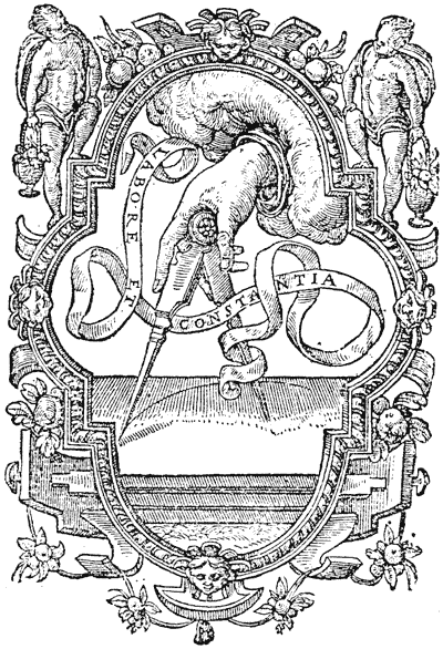 Figure 64.--Christopher Plantin's printers mark, 16th century. From Henri Bouchot 'The Printed Book' (1887), page 141, published size in Bouchot 4.7 cm wide by 7.2 cm high.