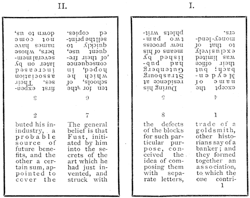 Manner by which the sheets are printed on both sides. From Henri Bouchot 'The Printed Book' (1887), page 244, published size in Bouchot 8.5cm wide by 6.7 cm high.