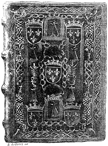 Figure 106.--Binding for Louis XII. Collection of M. Dutuit, of Rouen. From Henri Bouchot 'The Printed Book' (1887), page 257, published size in Bouchot 8.4 cm wide by 11.5 cm high