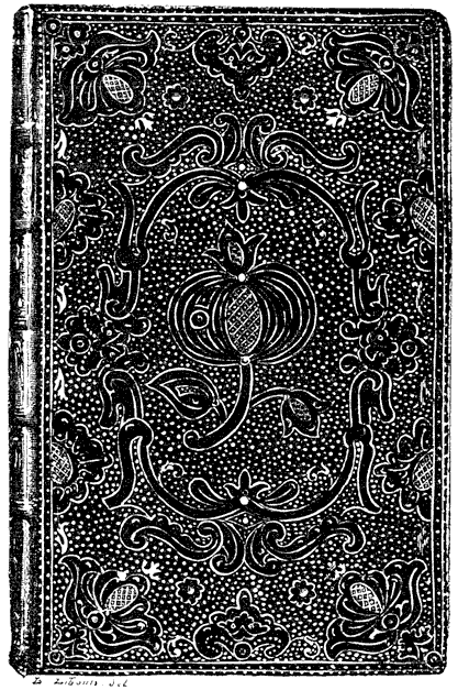 Figure 117.--Book binding. 18th century French mosaic binding for the 'Spaccio de la Bestia Trionfante'. From Henri Bouchot 'The Printed Book' (1887), page 283, published size in Bouchot 8.4 cm wide by 13 cm high.