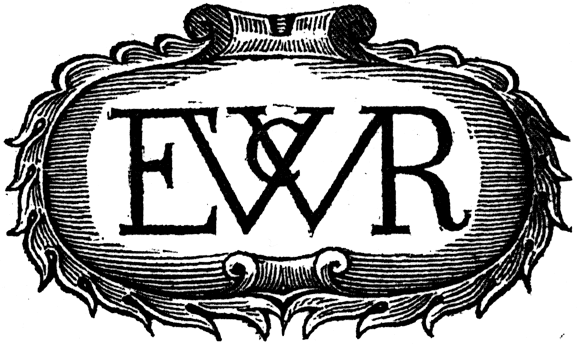 The printers mark of Edward Whitchurch, 16th century printer, from Joseph Ames / Thomas Dibdin 'Typographical Antiquities', 1816, page 483, original published size 4.9cm wide by 2.8cm high.