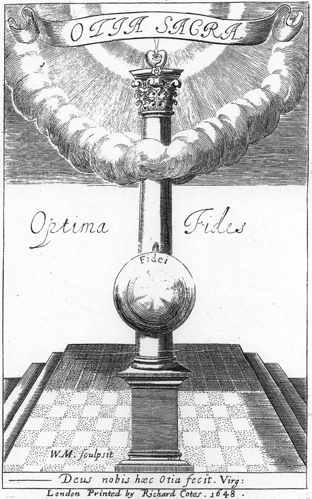 Otia Sacra, Optima Fides, from Mildmay Fane 'Otia Sacra' 1648, printed size 10cm wide by 16.25cm high