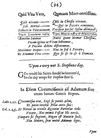 Otia Sacra, Quid Vita Vera, from Mildmay Fane 'Otia Sacra' 1648, printed size 12.1cm wide by 16.47cm high